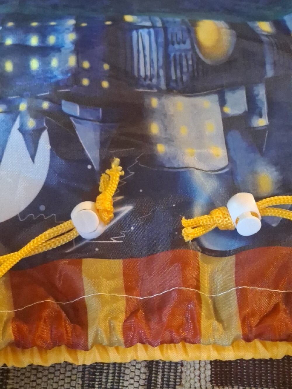 Whimsical Night Castle Wall Tapestry in Blue Yellow Red Gold Brave Wizards Bag - Picture 3 of 5